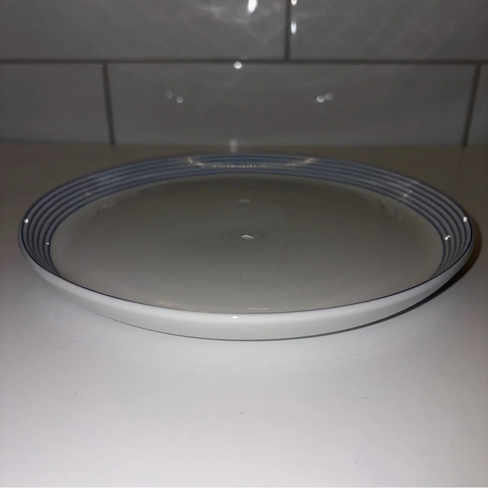 Crate and Barrel Blue & White Salad Dessert Plate Monno Bangladesh 8.5”